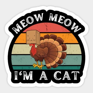 Thanksgiving Funny Turkey Fake Cat Retro Sticker